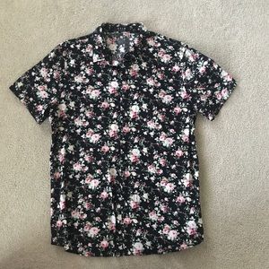 Floral Short Sleeve Button Down Shirt